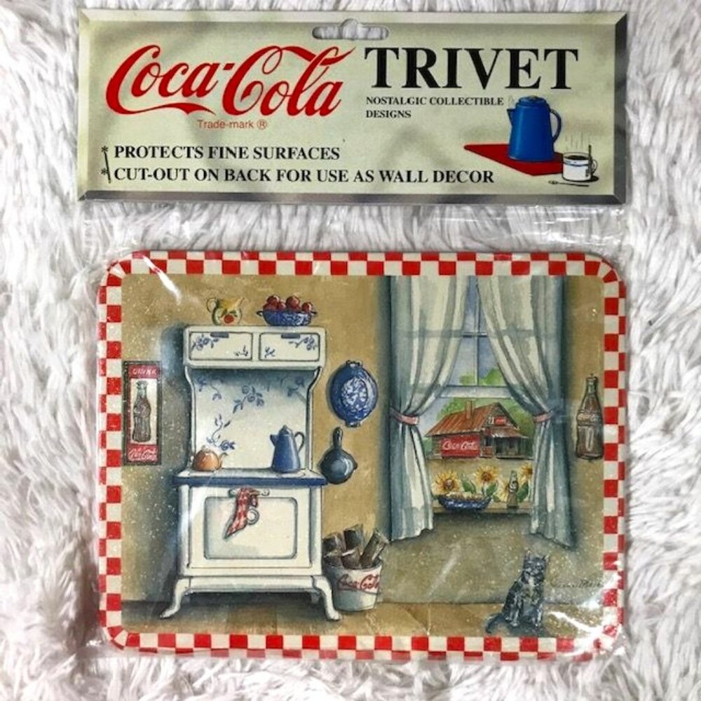 Vintage Coca-Cola Kitchen and Kitty Tin Trivet Wall Plaque